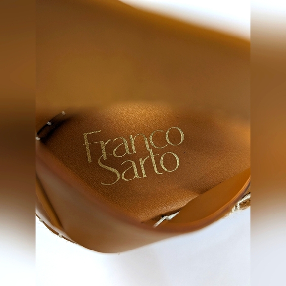 Franco Sarto Callia Brown Leather Wedge Espadrilles Sandals Ankle Strap Size 12 - Picture 8 of 10